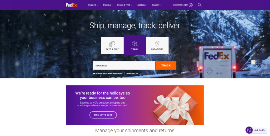 سایت شرکت حمل بار FedEx